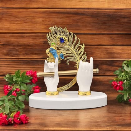 Polyresin Krishna Flute Hands Idol  Exquisite Spiritual Showpiece for Home & Office