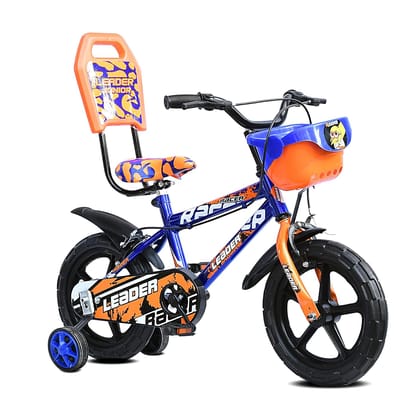 Leader Racer 14T Kids Cycle With Training Wheels (Semi-Assembled) Age Group 2 - 5 Years 14 T Road Cycle (Single Speed, Blue)