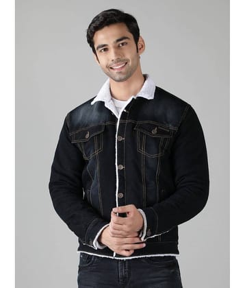 NUEVOSPORTA Fleece Men's Denim Jacket - Dark Grey ( Pack of 1 )