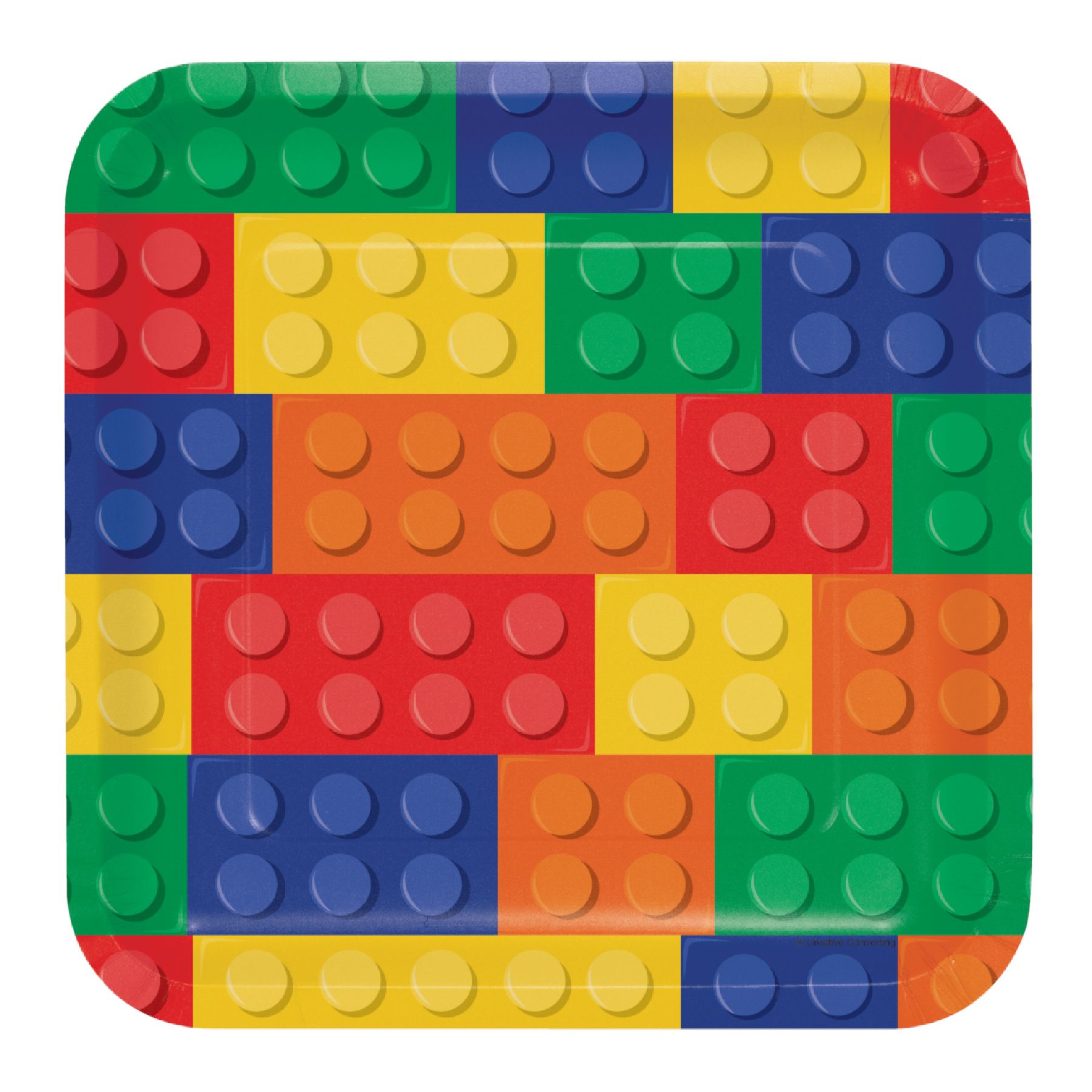 Wanna Party Lego Block Party Square Lunch Plates 9" - 8PC