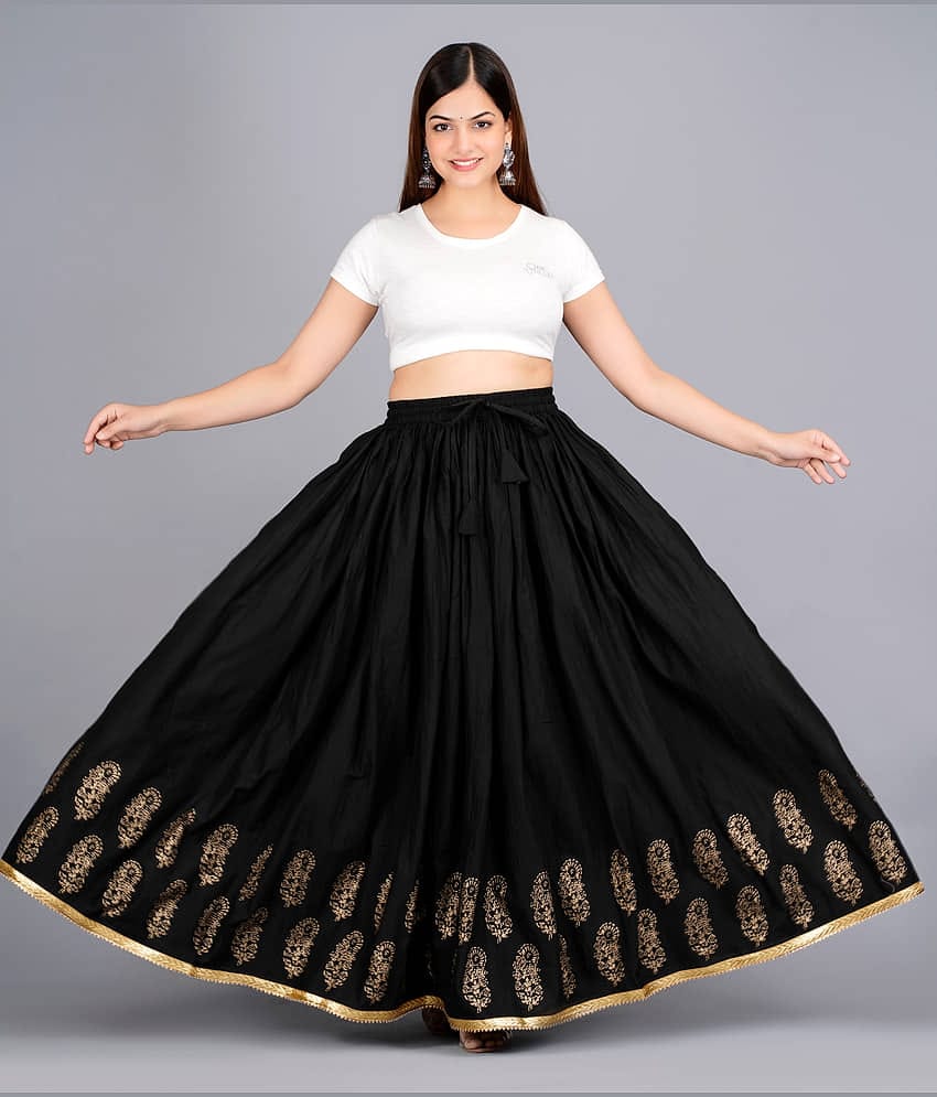 FABRR - Black Cotton Women's A-Line Skirt ( Pack of 1 )