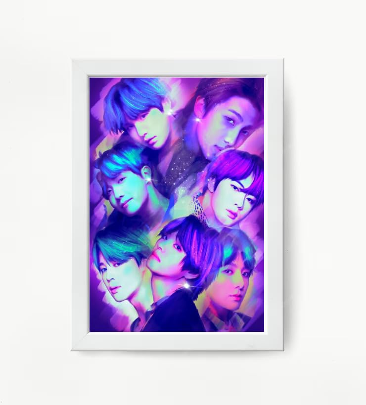NOKKES Bts Army Bangtan Boy V suga J-Hope Jungkook Jin Jimin Rm 5X7 Inch Size Photo Frame Photo Home Office_EQW255
