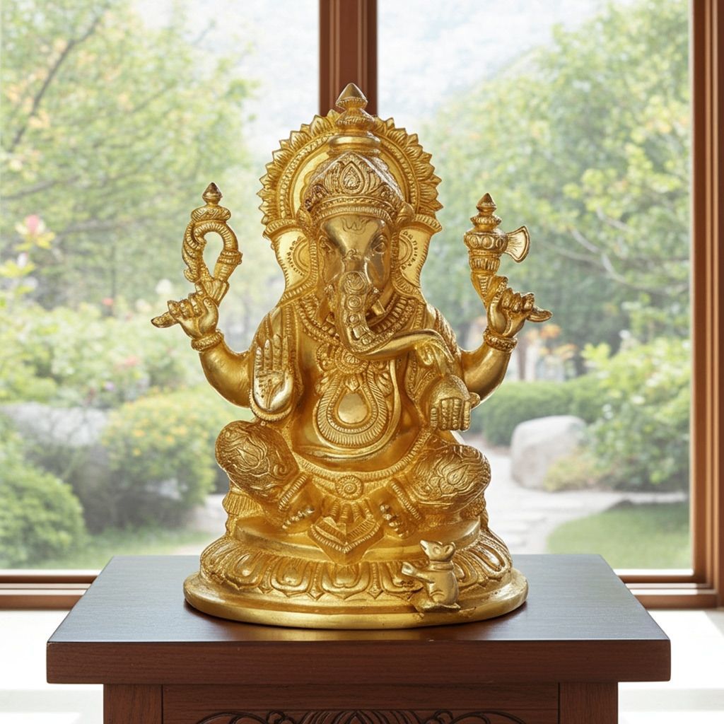 Brass Showpiece Ganesh Ji God Idol Statue (BSMAS1025 G)