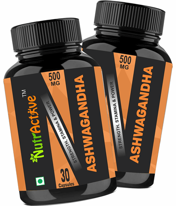 NutrActive Ashwagandha Capsules (500mg) 60 no.s Capsule Pack of 2