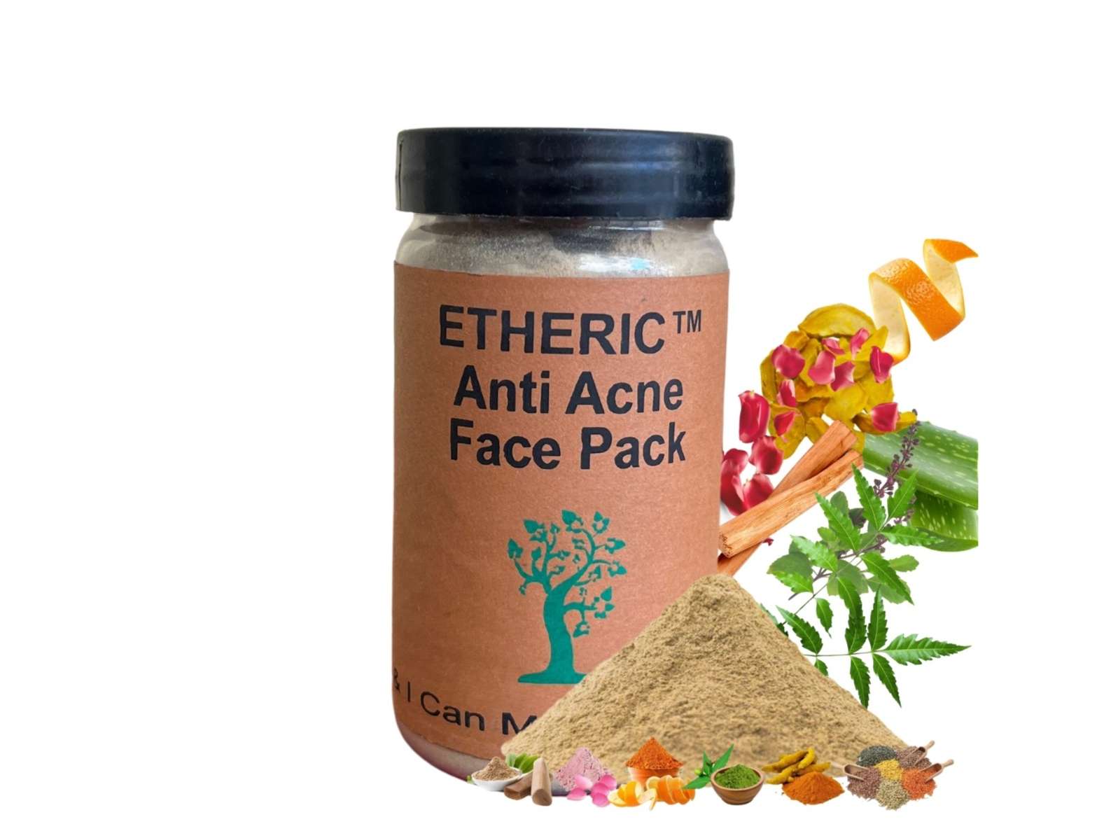 ETHERIC Anti Acne Face Pack - 100 gms (Natural Chemical Free) for Skin fair & Smoothening