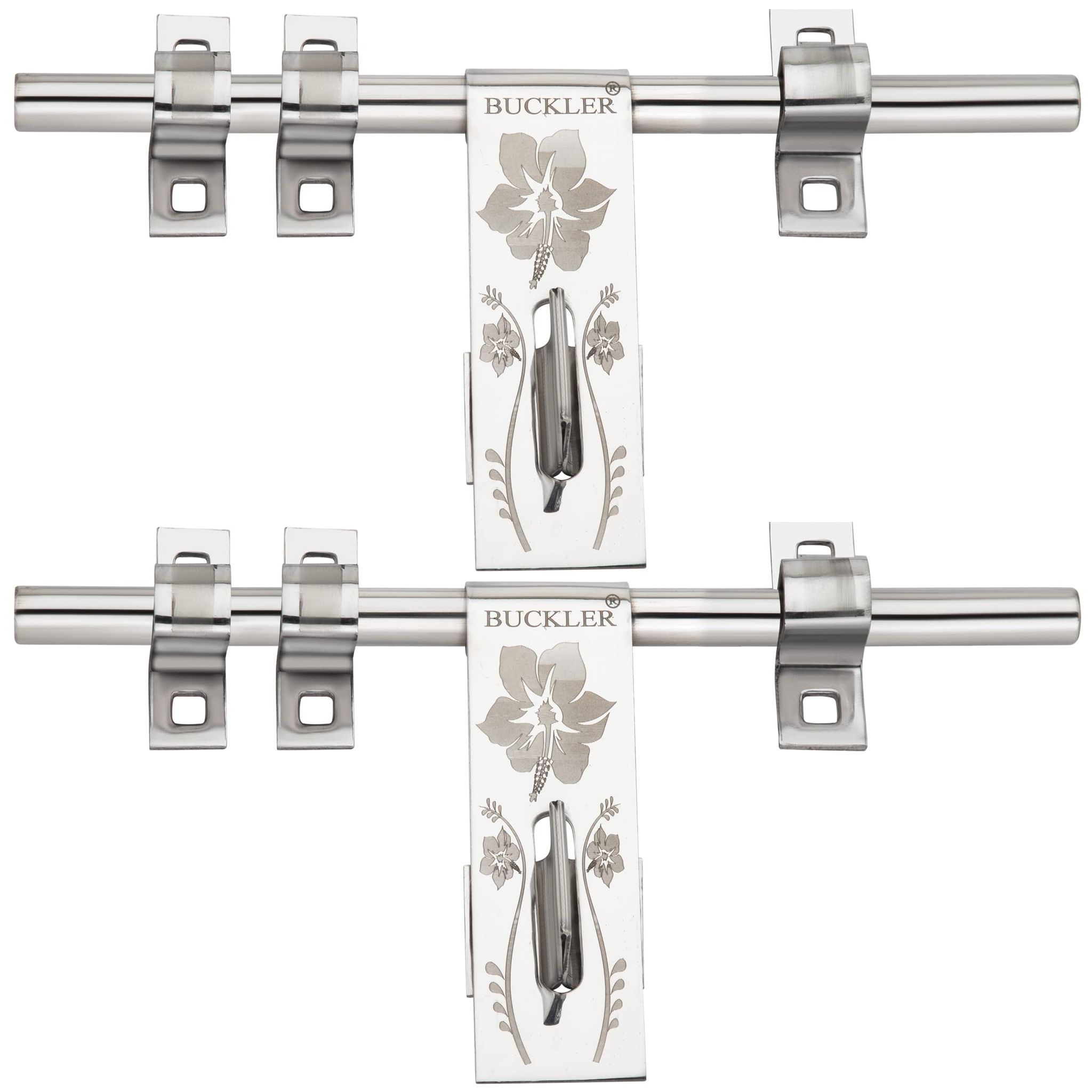 BUCKLER Stainless Steel Aldrop for Main Door| Gate| Kitchen | Bedroom Door|Office Door and Wooden Doors, Lily Flower Laser Print (14MM-3MM, 10 Inch)