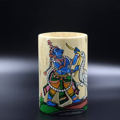 Wooden Pattachitra Pen / Pencil Stand Wooden Pattachitra Pen / Pencil Stand