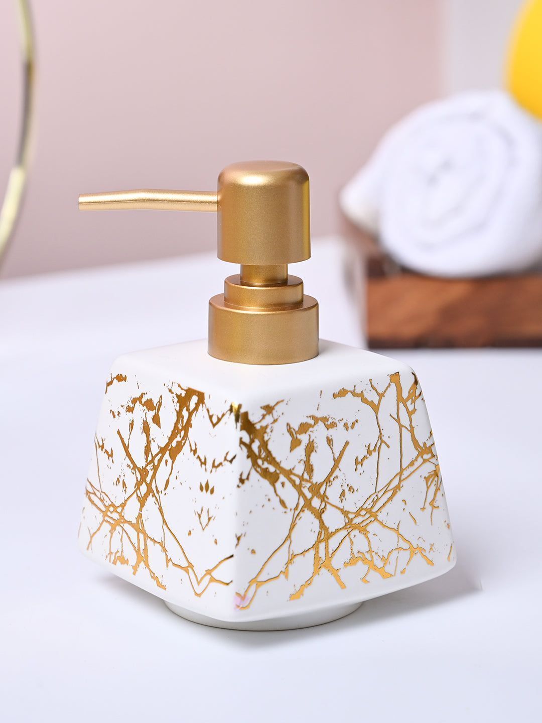 Chic Off White Rectangle Ceramic Soap Dispenser