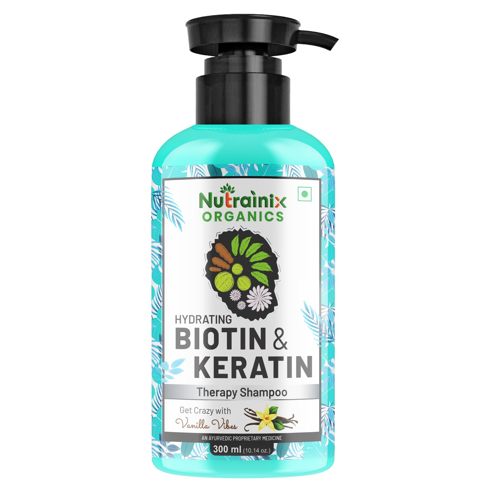 Nutrainix Organics Hydrating Biotin & Keratin Shampoo, Miracle for Dry, Damaged & Rebellious Hair For All Types - 300ml