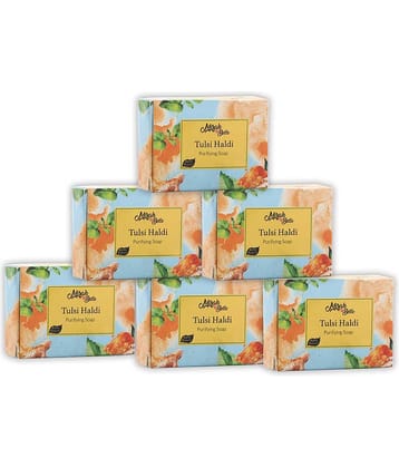 Mirah Belle Organic Tulsi Haldi Purifying Soap Bar (125 gm) Soap 750 gram g Pack of 6