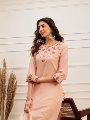 Blush Bloom Embroidered Kurta