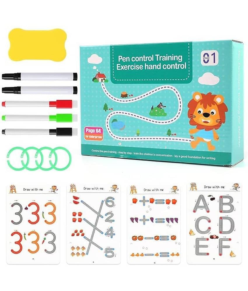 Reusable Magic Practice Copybook Kit for Kids, Writing Practice And Pen Control Workbook Set, Educational Learning Drawing Book, Lines, Shapes, Pattern For Montessori, Home, Preschool