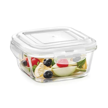 Borosil Klip N Store Glass Storage Container For Kitchen With Air-Tight Lid, Microwave & Oven Safe, Square, 1 L, Clear Borosil Klip N Store Glass Storage Container For Kitchen With Air-Tight Lid, Microwave & Oven Safe, Square, 1 L, Clear