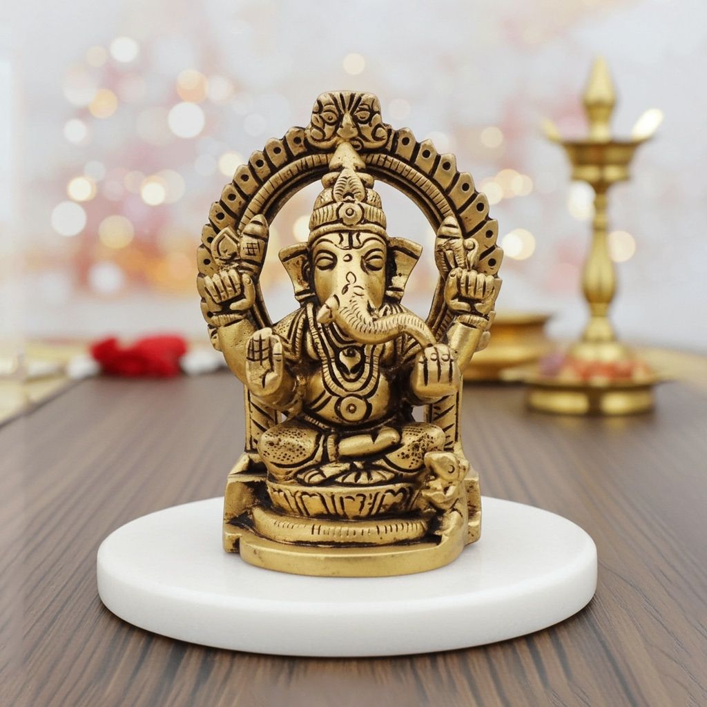 Brass Showpiece Ganesh Ji God Idol Statue (BSMAS1643 G)