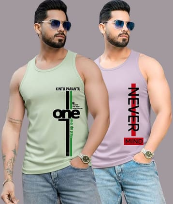 Parona Pack of 2 Polyester Gym Vest For Men ( Multicolor1 )