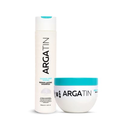 Argatin Keratin Repair Lasting Shampoo and Smooth Hair Mask Sulphate free for Damaged and Frizzy Hair|For All Hair Type Combo pack (Shampoo 330ml + 250 Hair Mask)