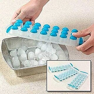 Easy Push Premium Pop Up Ice Cube Tray with Lid and Flexible Silicon Botton, 21 Cube, (Multicolor) -Pack of 1