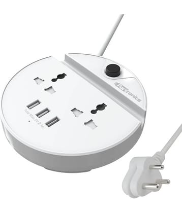 Portronics Power Bun:With 3USB+2 AC Plugs & a Surge Protector ,White (POR 739)
