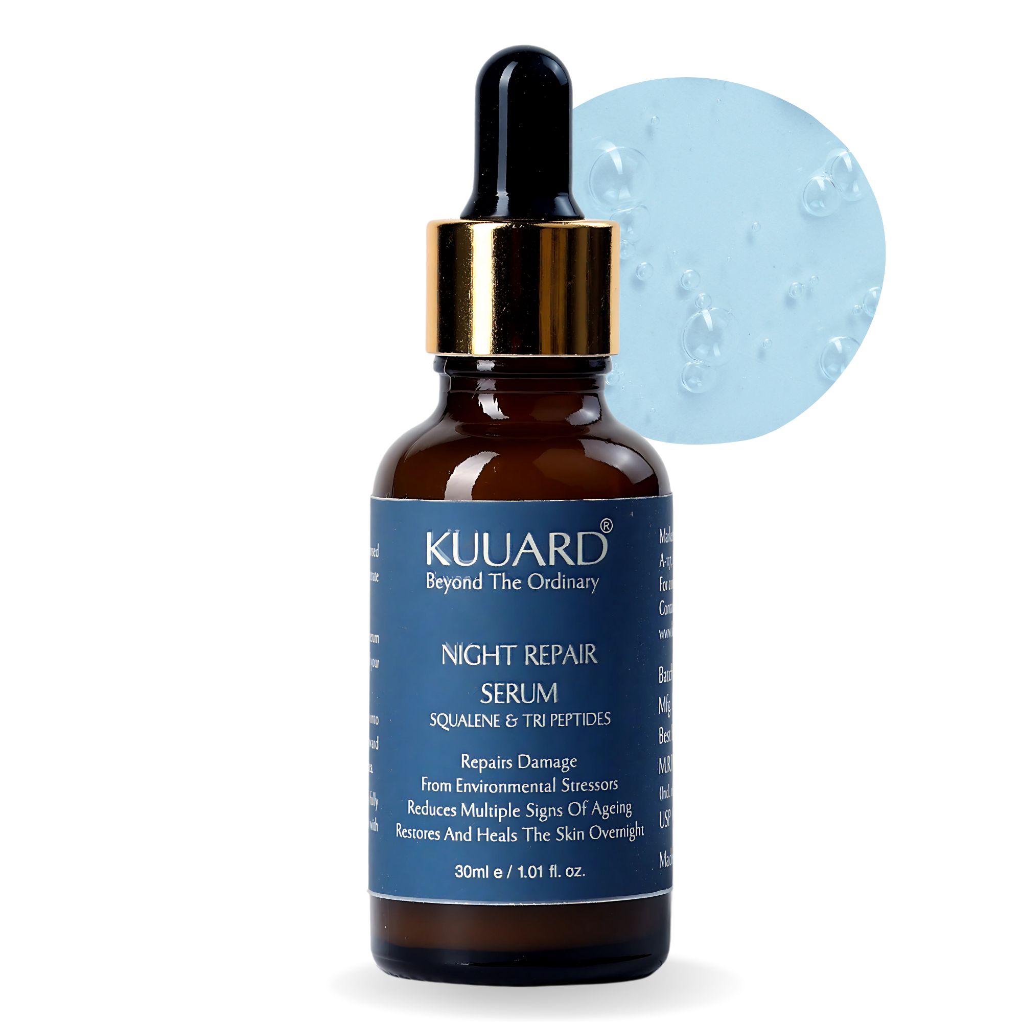 Kuuard Anti-Aging Night Serum | Fine Lines & Wrinkles Reduction in 7 Nights | Squalene & Tri Peptides