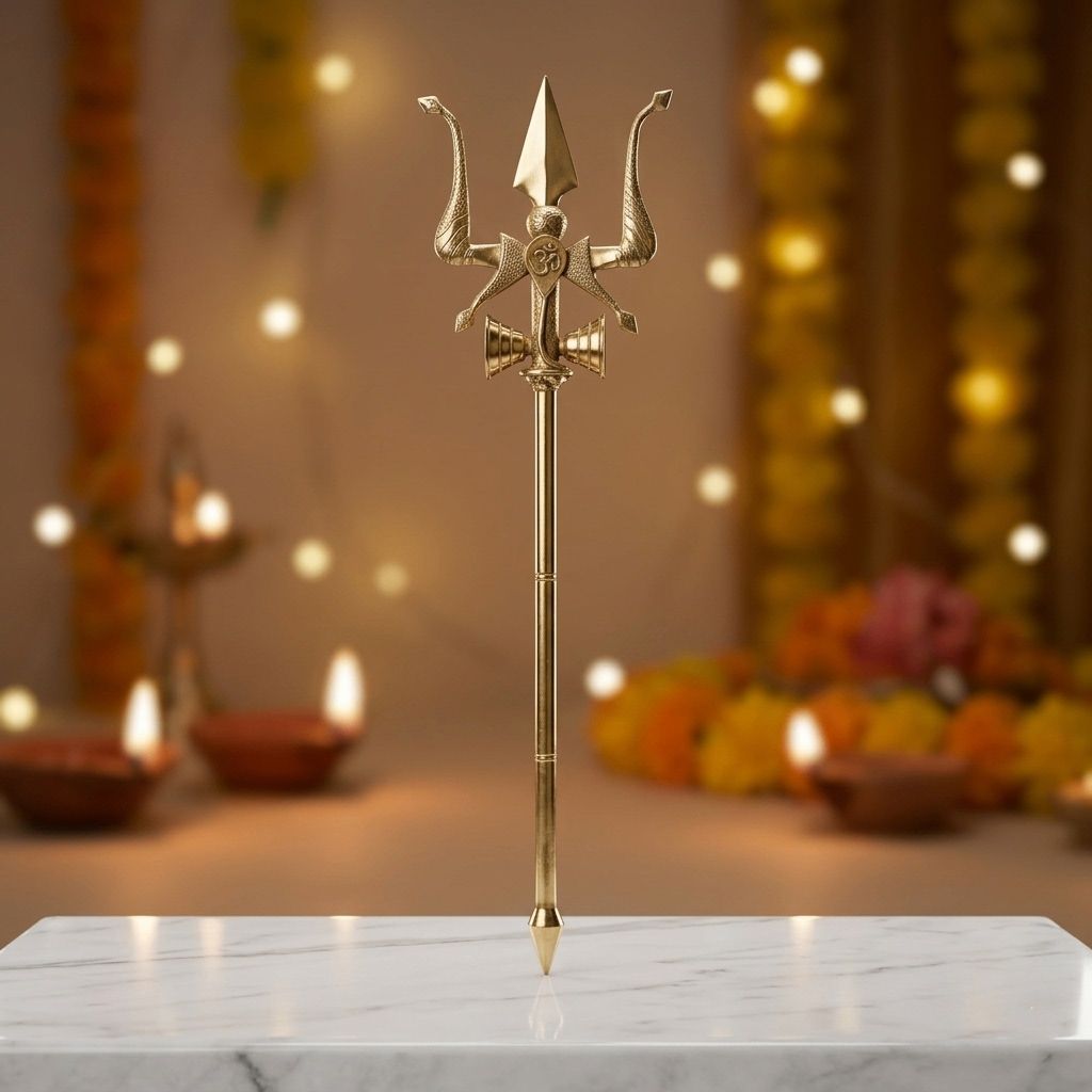 Brass Trishul, Height : 79 Inch (ZMAS138 Y)