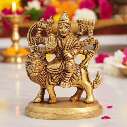 Brass Durga Ji God Idol - Traditional Brass Showpiece for Puja Decor, Height : 3 Inch (BSMAS1445 C)