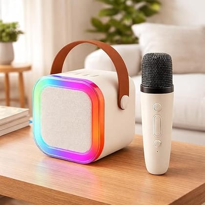 K12 Mini Karaoke Speaker with Wireless Mic, Bluetooth Connectivity, RGB Lighting, USB/TF Card Support & Portable Carry Handle K12 Mini Karaoke Speaker with Wireless Mic, Bluetooth Connectivity, RGB Lighting, USB/TF Card Support & Portable Carry Handle