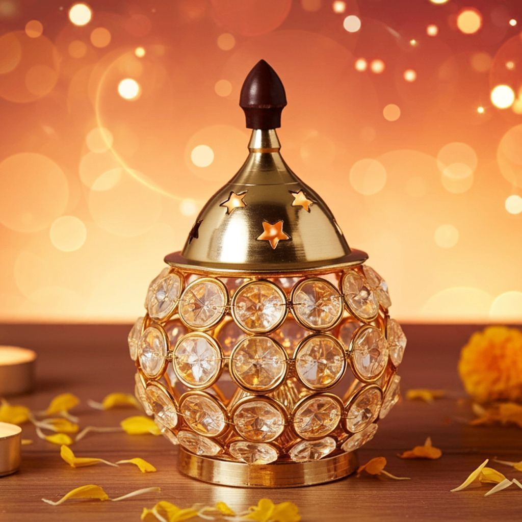 Brass Matki Crystal Deepak No. 2 (FMAS672 B)