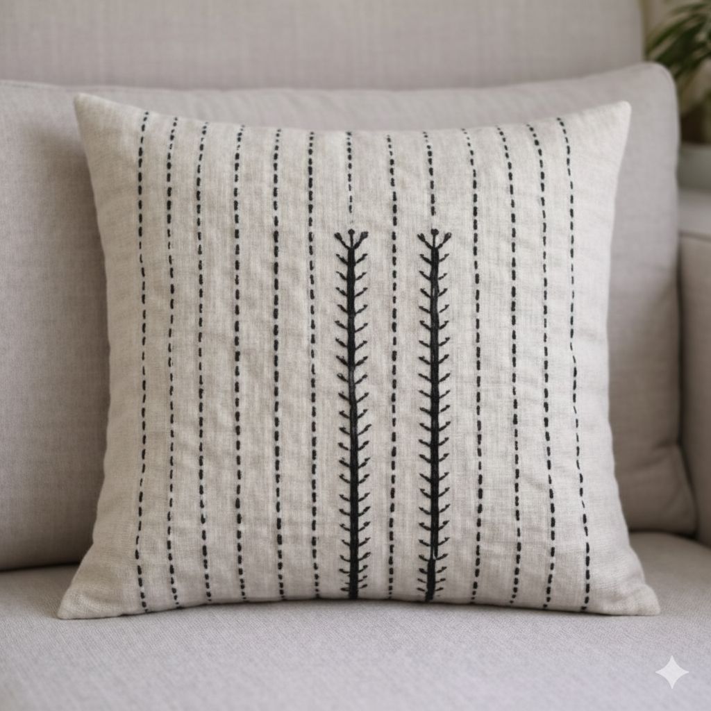Nature Craaft Elegant Hand Embroidered Cotton Cushion Cover 2 Pc
