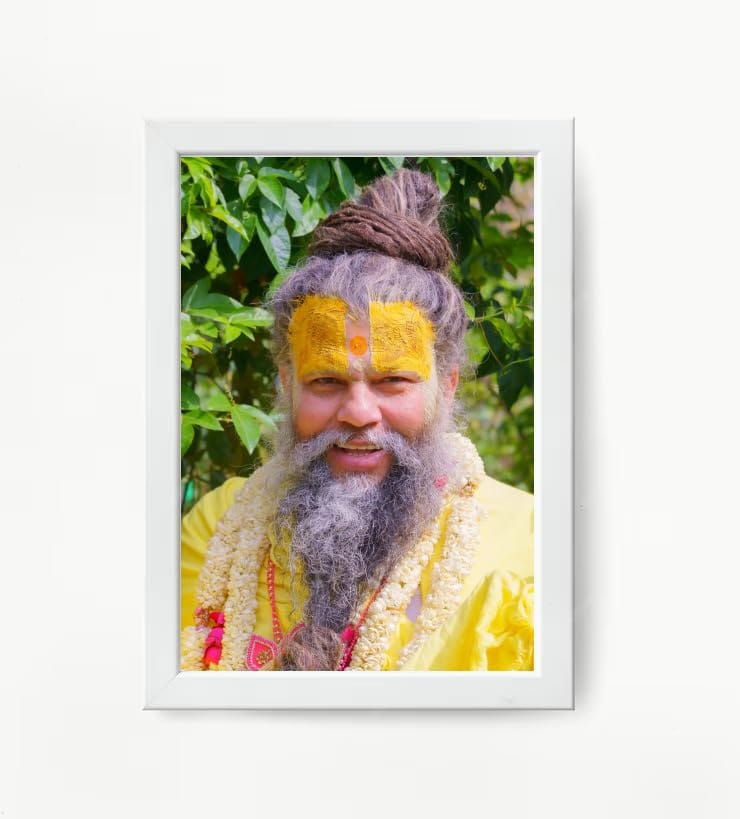 NOKKES Premanand Ji Maharaj White Religious Photo frame 5X7 Inch Photo Frame_WEW20