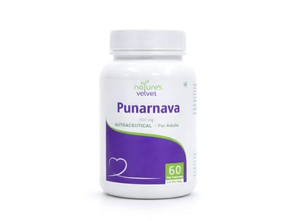 Natures Velvet Punarnava Herbal Extract 500 mg Veg Capsules for Kidney Health, Detox & Fluid Balance – 60 Veg Capsules