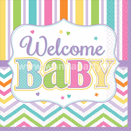 Welcome Baby Shower Dessert Napkins - 18PC