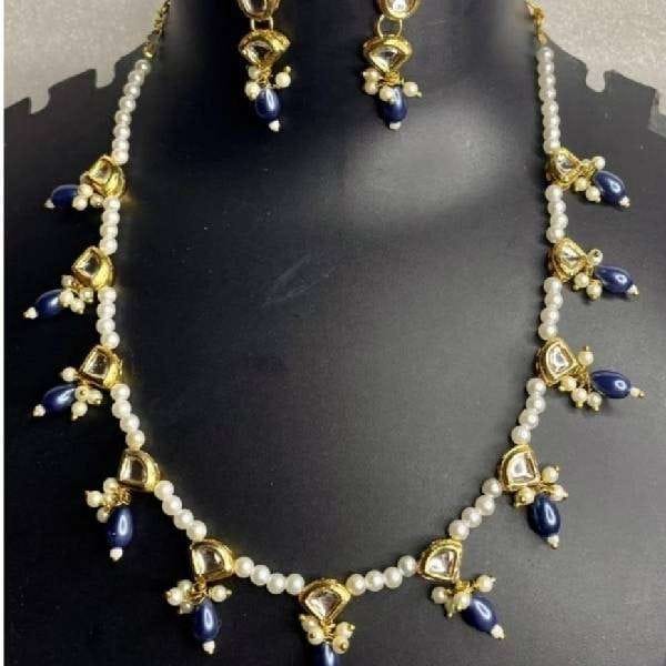 Premium Blue Kundan Necklace Set for Women