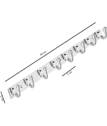 OJASS Stainless Steel & Aluminium Premium Heavy Quality - 8 PIN GOLI Cloth Hanger Bathroom Wall Door Hooks with 4 Screw and 4 Grip (Pack of 1 pcs) GHS08SS1