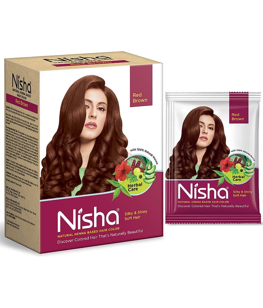 Nisha Henna Based Hair Color Red Brown 90g, Henna Powder Hair Color Brown Hair Colour, No Ammonia, No PPD, Non Oxidative
