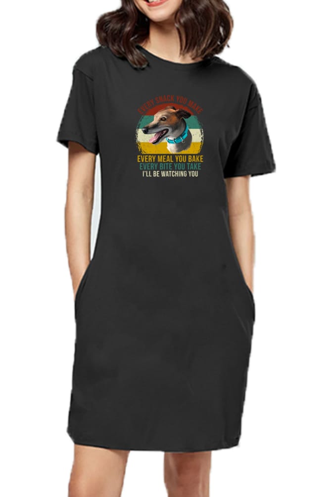 T-shirt Dress With Pockets - Sneaky Eyes (2 Colours) (Slim Fit)