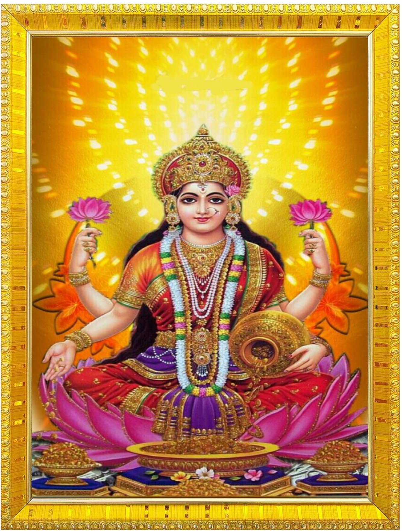 NOKKES Laxmi Devi Maa Mata Photo Frames Religious Photo frame 5X7 Inch Photo Frame_W29