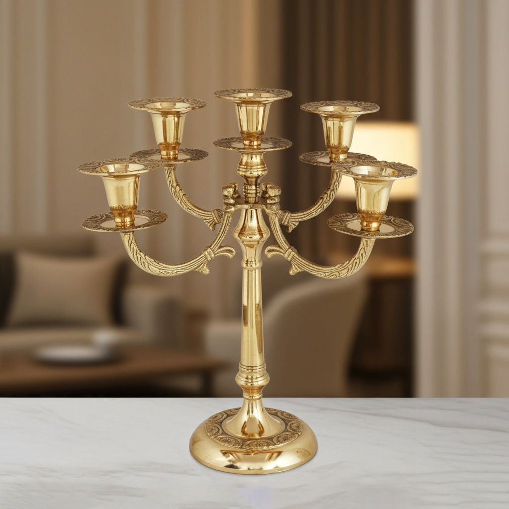 Brass Decorative Candle Stand, Height : 12 Inch (ZMAS285 F)