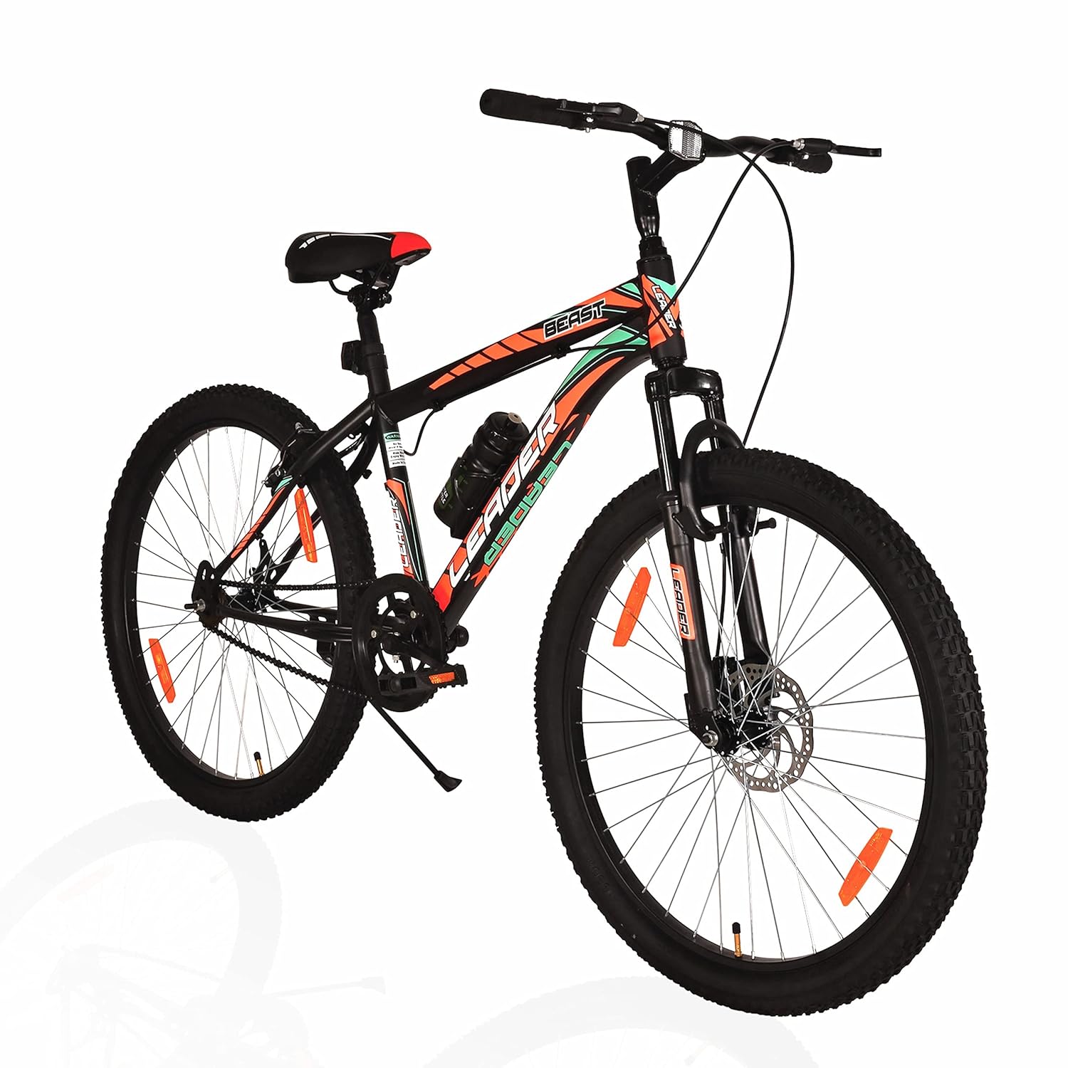 Leader Beast 26T Hybrid Cycle For City Ride With Front Suspension And Disc Brake 26 T Hybrid Cycle/City Bike (Single Speed, Black, Green, Orange)