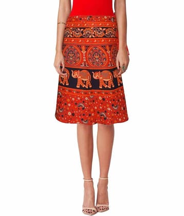 Sttoffa Orange Cotton Midi Skirt