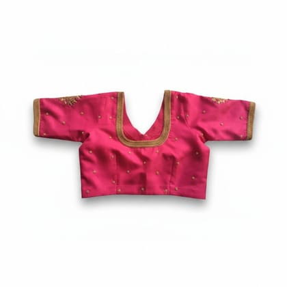 Pink Designer Saree Blouse with Gold Embellishment