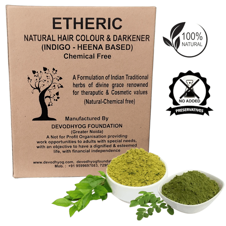 Etheric Natural Chemical Free - Indigo & Henna Powder based Hair Color Dye, Ammonia & PPD free