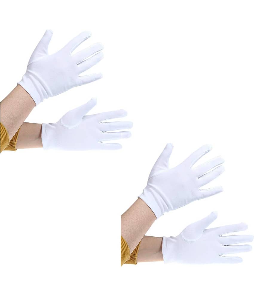 White Hand Gloves for Kids, Reusable Washable Fabric Gloves - 1 Pair