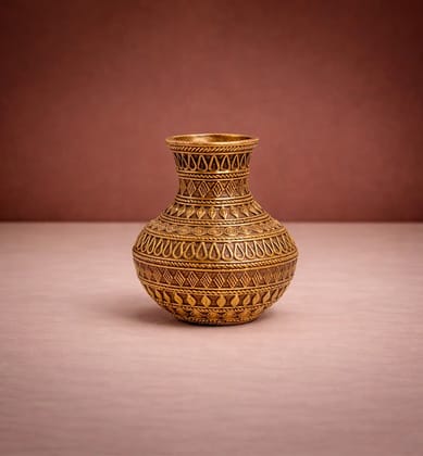 Handcrafted Bhareva Art Bell Metal Vase – Traditional Tribal Metal Craft