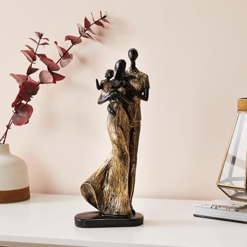 Resin Romantic Figurine Statue for Home Decor (Pack of 1, Golden Brown)