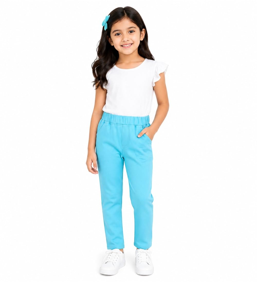 Girl's Denim Solid Elasticated Jeggings Cum Jeans (Blue, 6-7)-PID66057