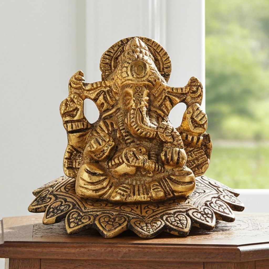 Aluminium Showpiece Ganesh With Box Statue (ASMAS326 G)