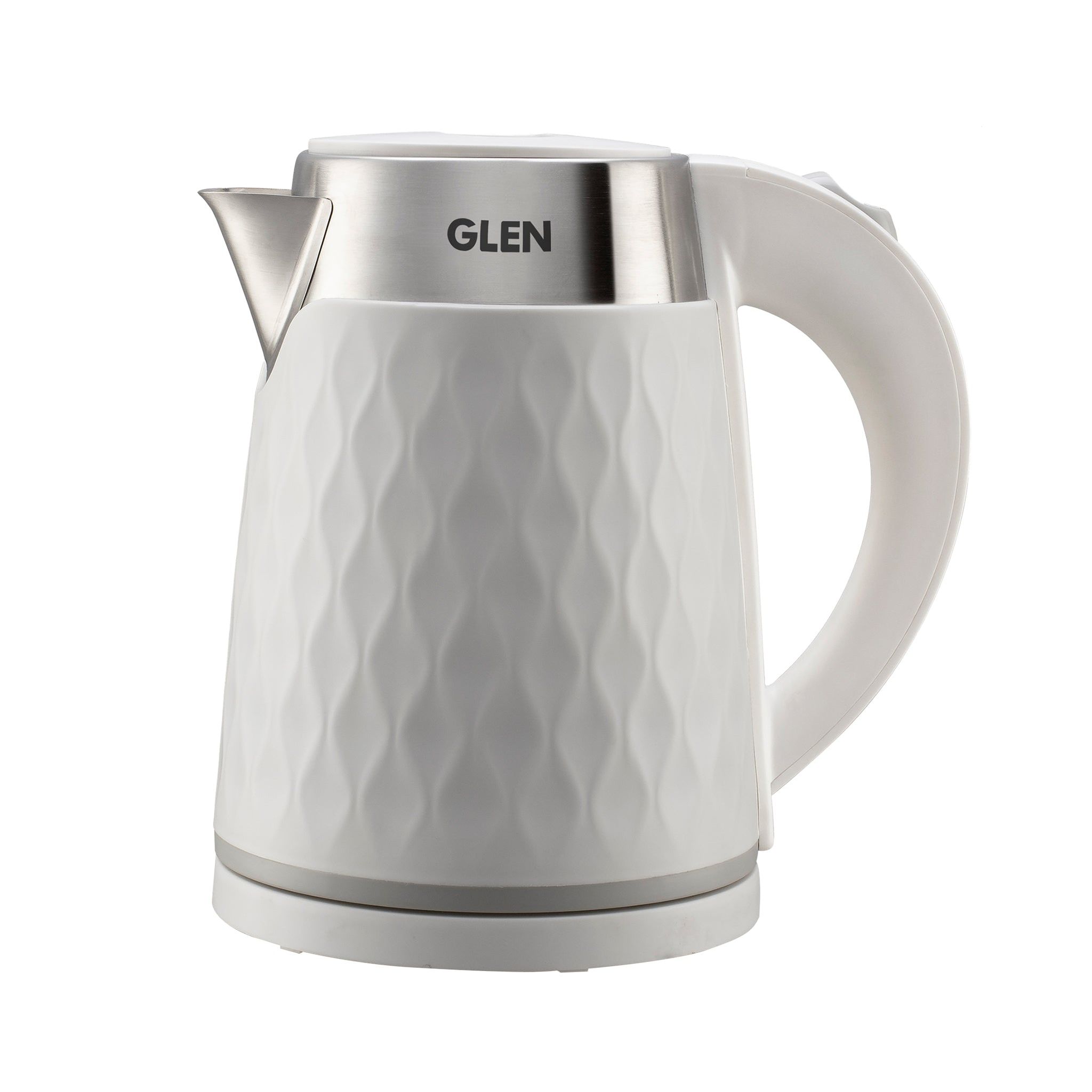 Electric Kettle 1.8 Litre Plastic Clad Stainless Steel, 360° Rotation Base, Auto Shutoff, 1500 W - White (9005)