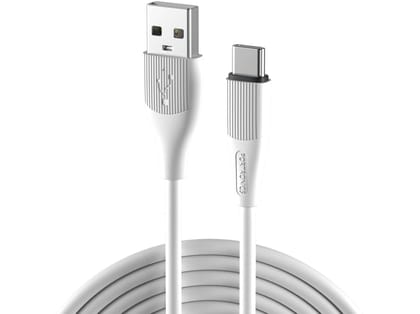 Portronics Silklink - USB TO Type C 3A 1M USB A to Type C Cable, Liquid Silicone Material, 1m Cable length, Tangle Free Cable - White