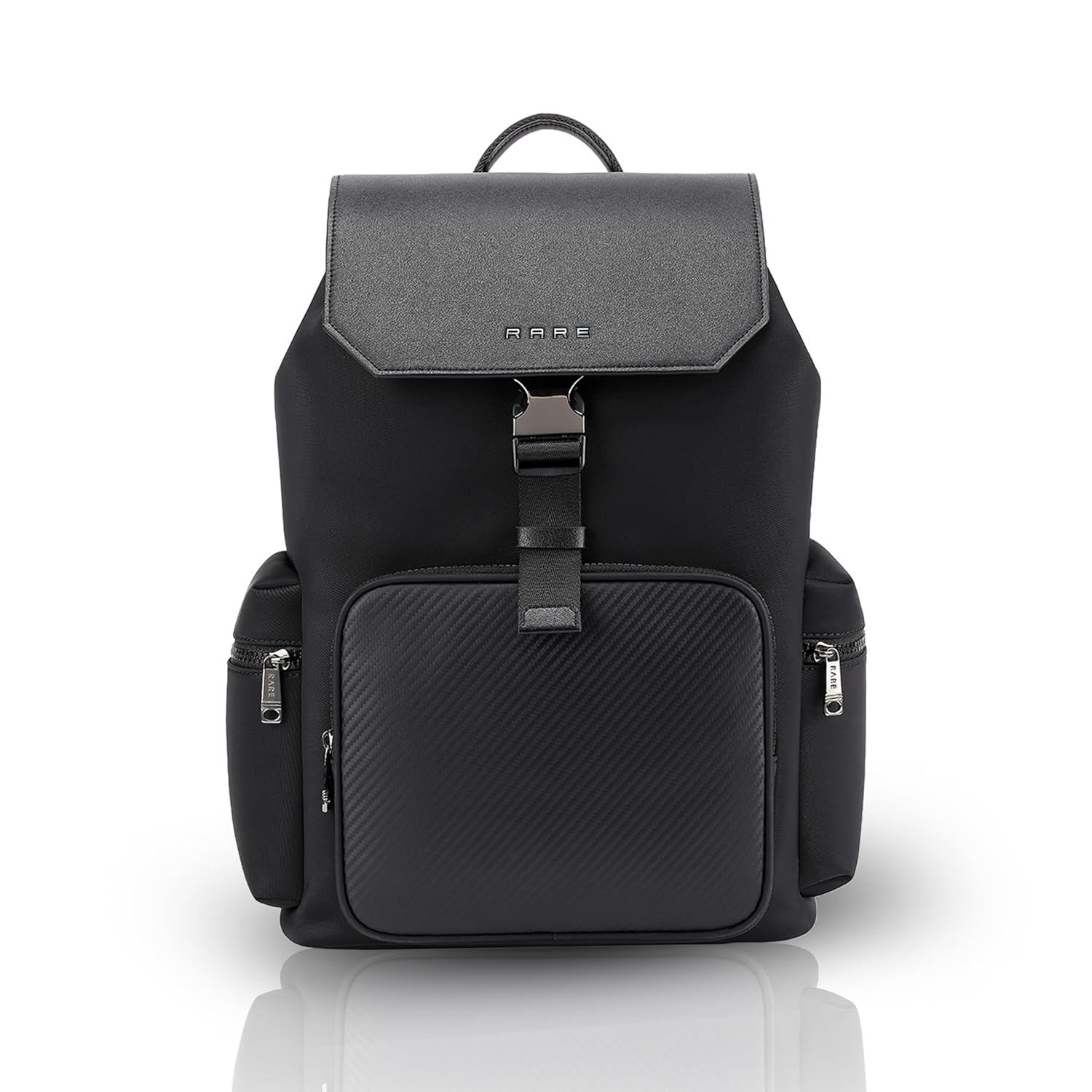 RARE RABBIT Gallardo 35L Water Repellent Backpack - Black Anti-Theft Business Travel Bag with 16" Laptop Compartment, Free Size