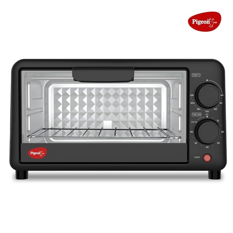 Pigeon 1800-Watt Oven Toaster Griller (OTG) with 60-Minute Timer, Stay On Function, and 4 Heating Elements (Black)